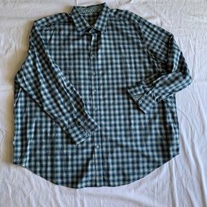Robert Graham Blue Plaid Contrast Flip Cuff Size 3XL